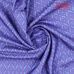 Blurple Semi Tassar Ikkat Print Running Material