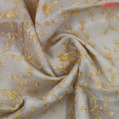 Beige Organza Embroidery Saree