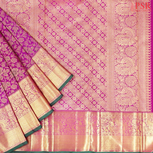 Vadamalli Purple Kanchipuram Jacquard Silk Saree
