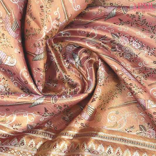 Copper Red Kanchipuram Tissue Silk Saree