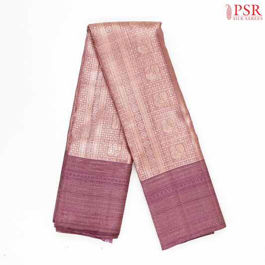 Copper Purple Kanchipuram Jacquard Silk Saree
