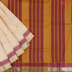 Light Cantaloupe Cotton Silk Saree
