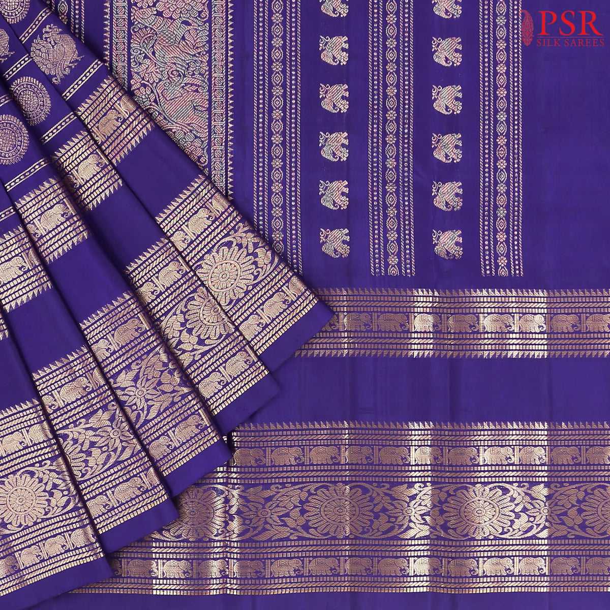 Deep Indigo Kanchipuram Silk Saree