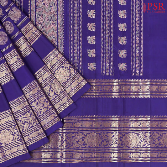 Deep Indigo Kanchipuram Silk Saree