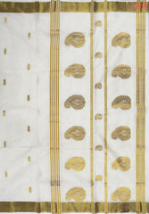 Cream White Kerala Cotton Saree