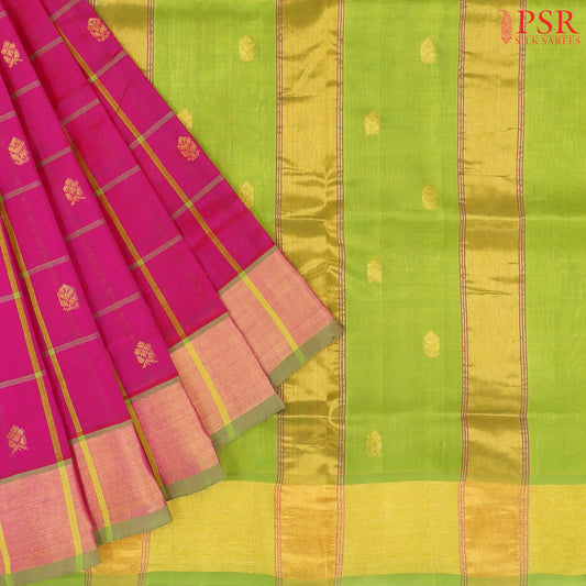 Magenta Pink Cotton Silk Saree