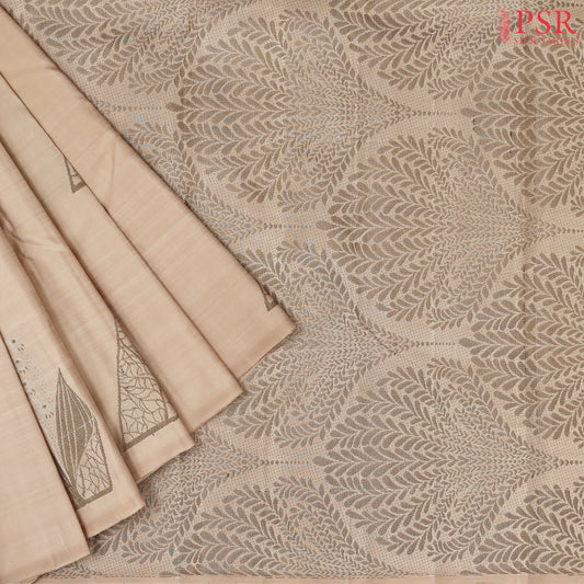 Beige Chiku Kanchipuram Silk Saree