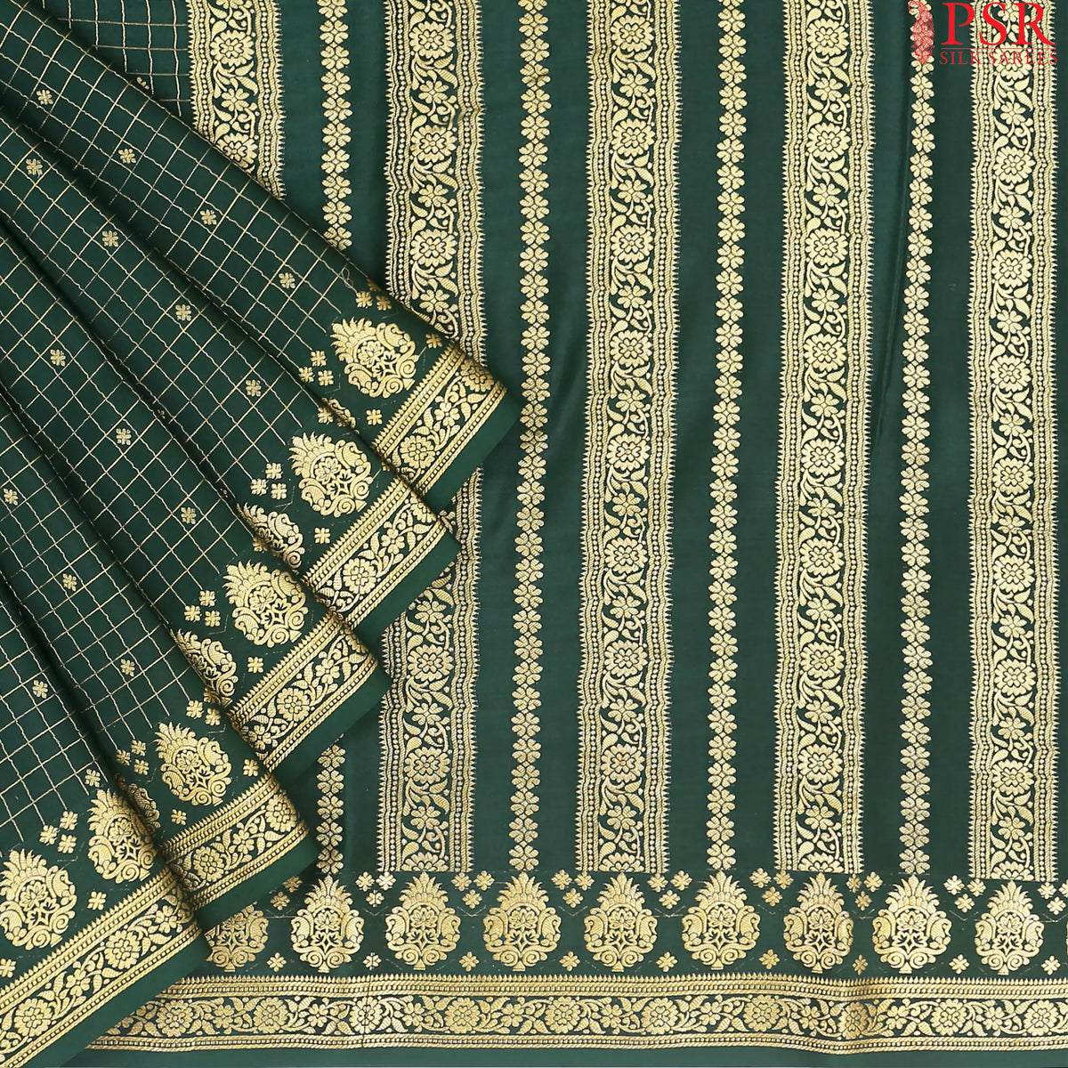 Dark Green Mysore Silk Saree