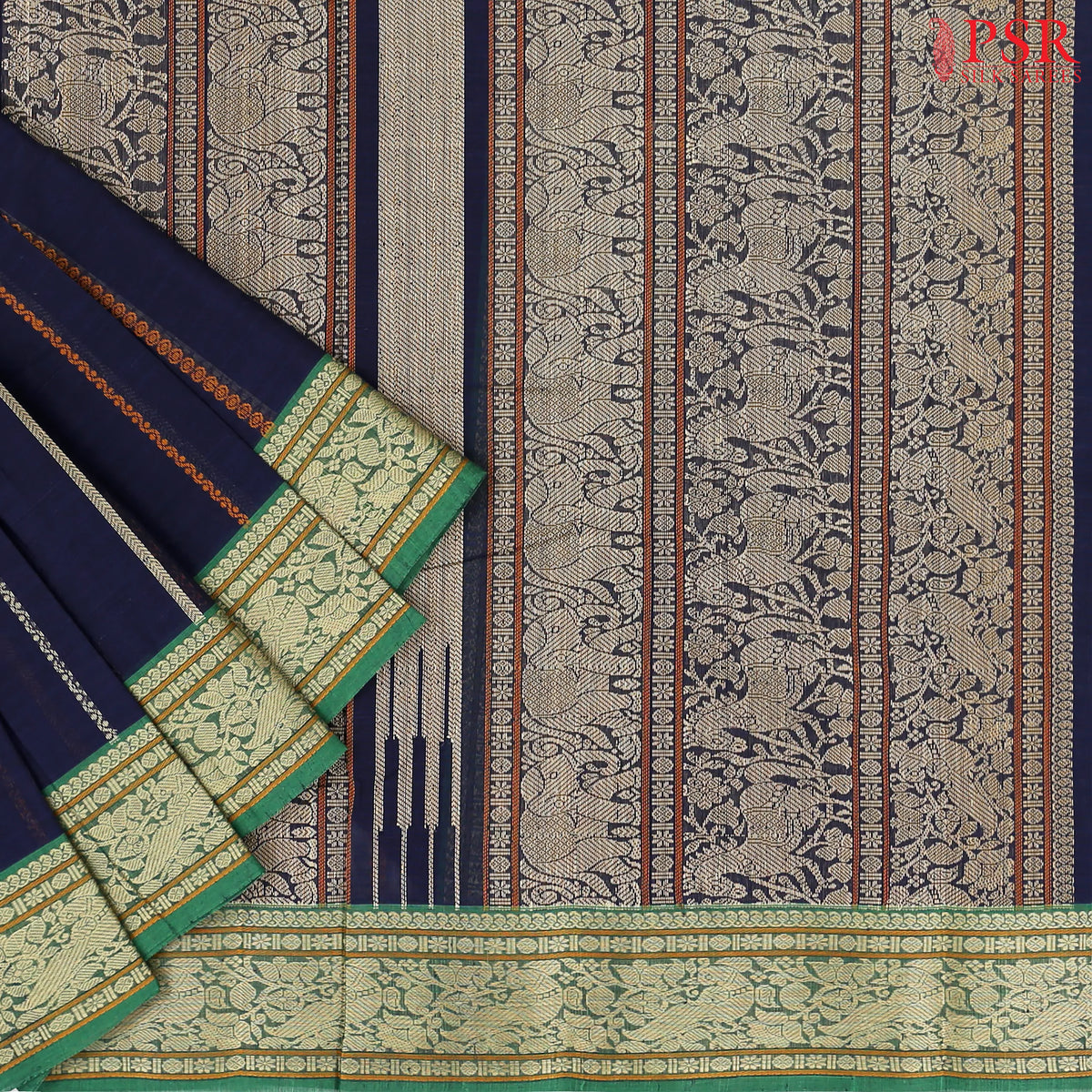 Midnight Blue Kalakshetra Kovai Cotton Saree