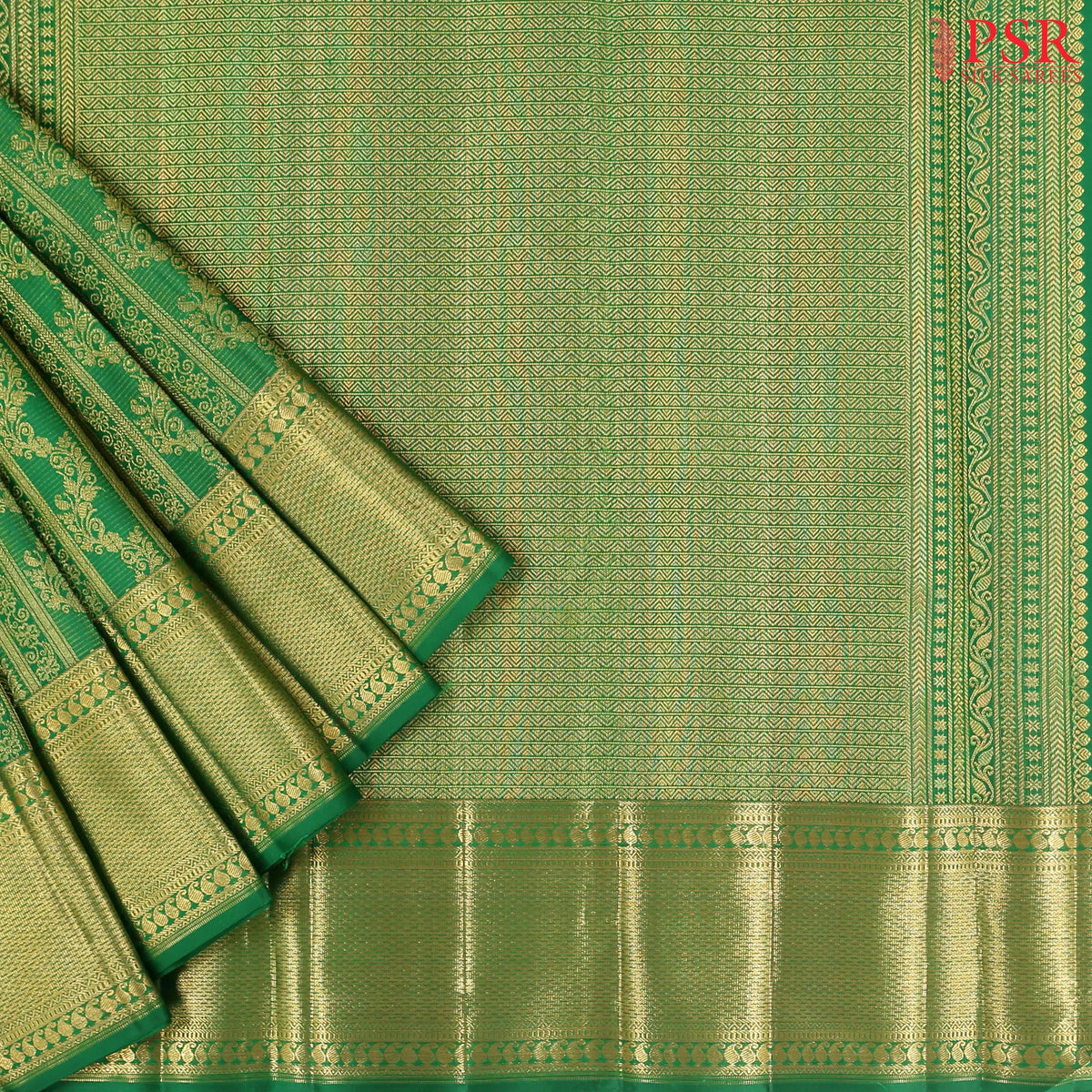 Emerald Green Kanchipuram Jacquard Silk Saree