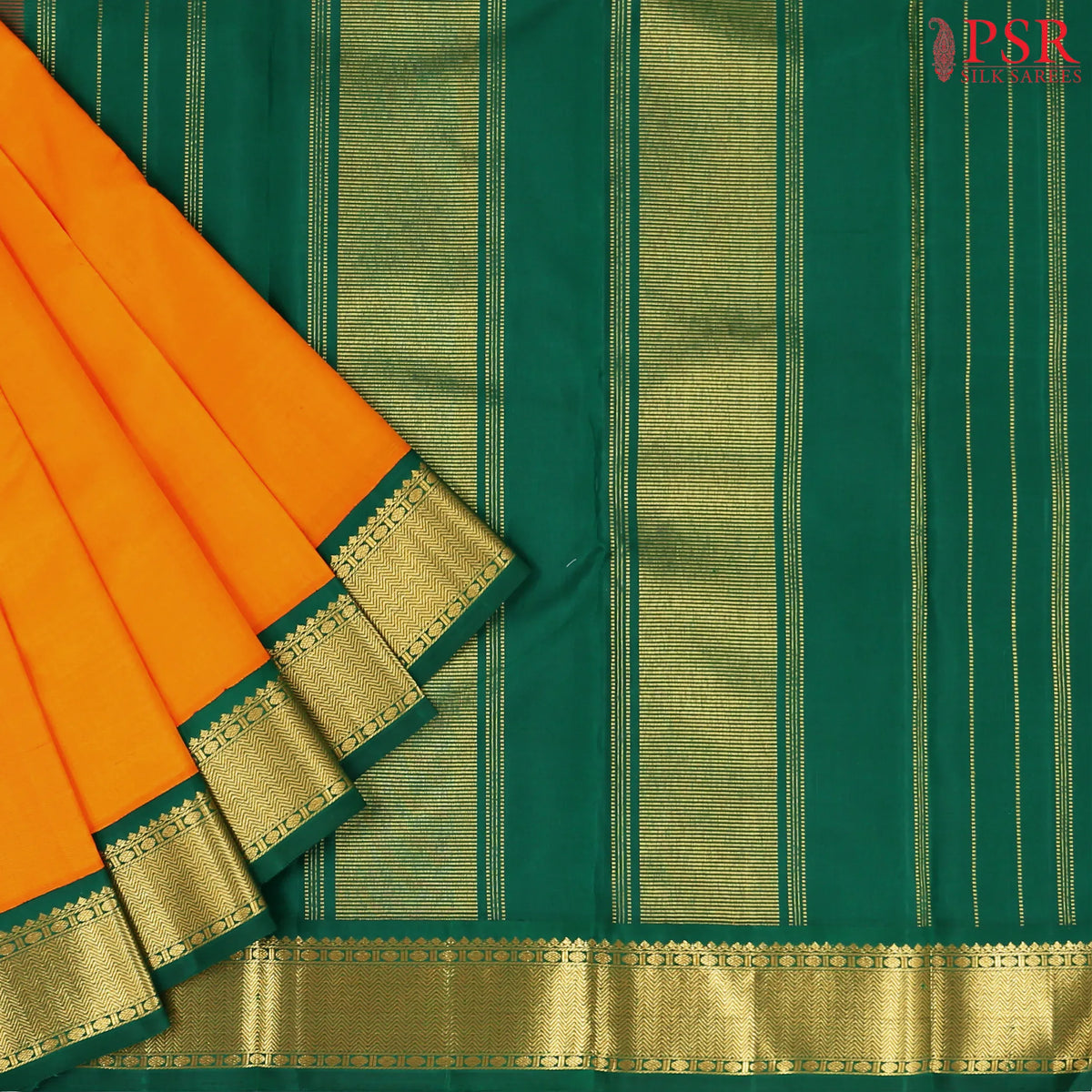 Saffron Kanchipuram Silk Saree