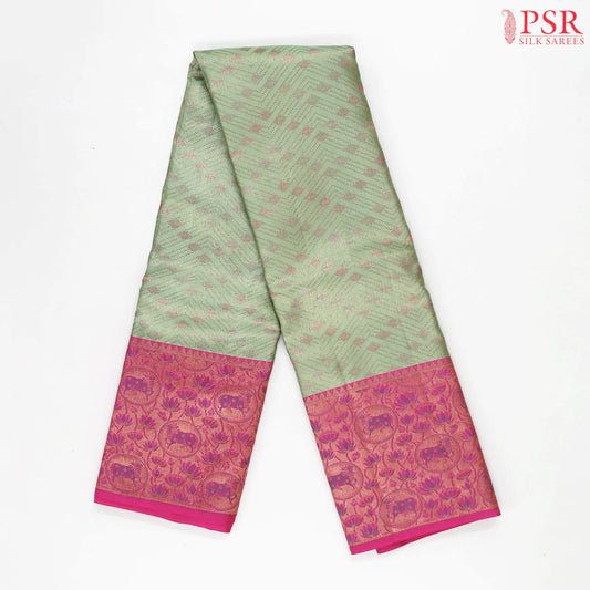 Light Green Kanchipuram Jacquard Silk Saree