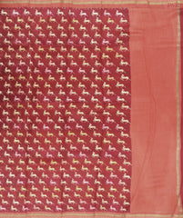 Antique Red Chanderi Silk Cotton Saree
