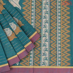 Dark Turquoise Kovai Cotton Saree