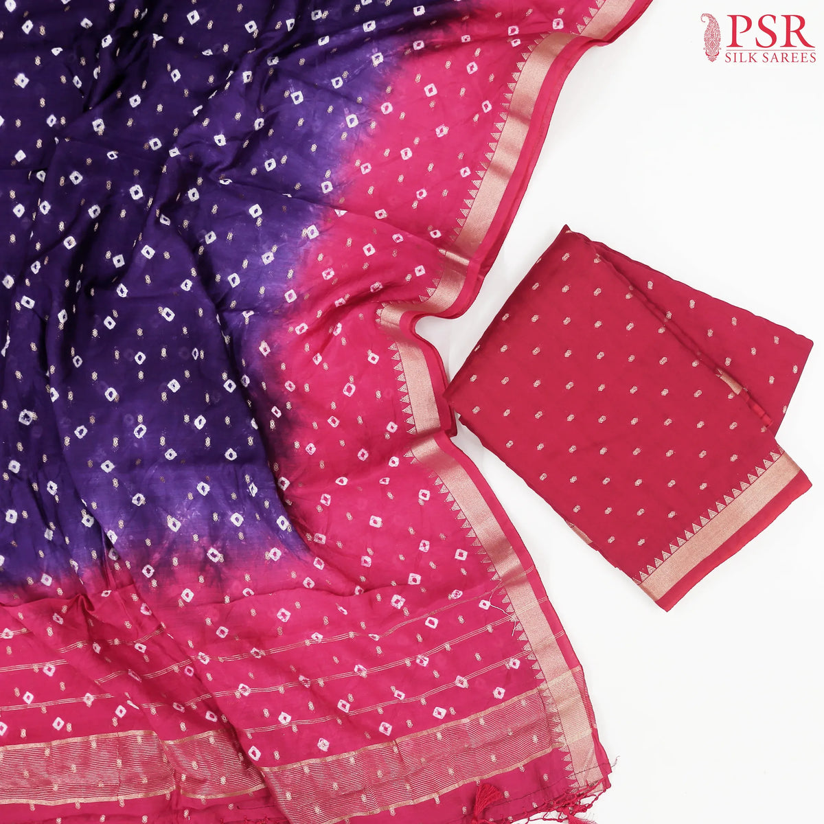 Cerise Pink Assam Silk Dress Material