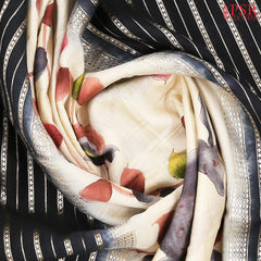 Beige & Black Assam Saree