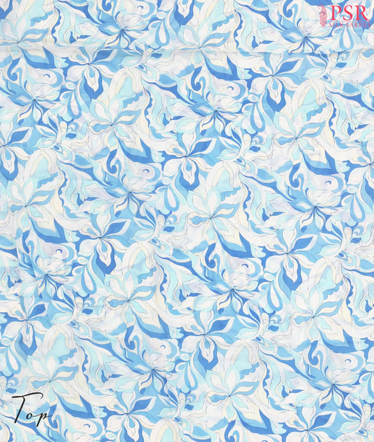 Shades Of Blue Semi Crape Dress Material