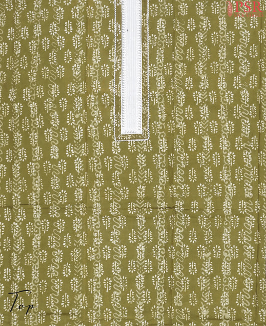 Olive Green Cotton Dress Material