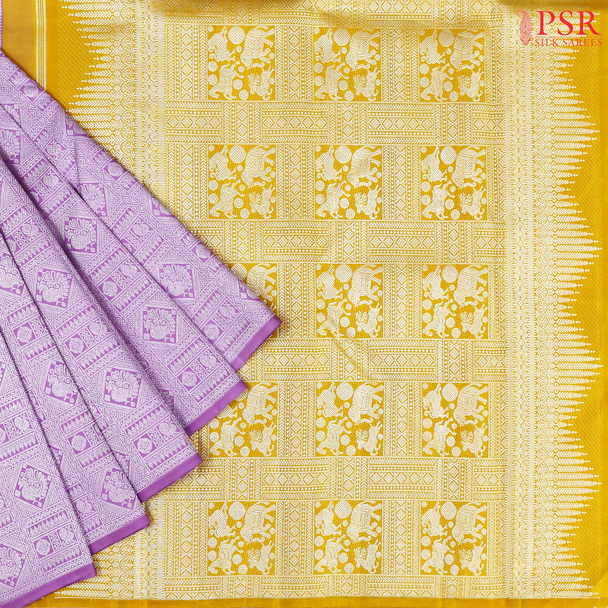 Wisteria Purple Kanchipuram Jacquard Silk Saree