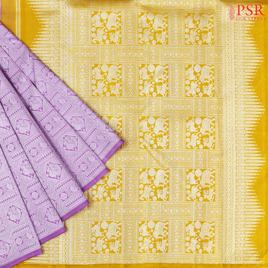 Wisteria Purple Kanchipuram Jacquard Silk Saree