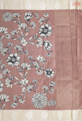 Dark Peach Semi Tussar Saree