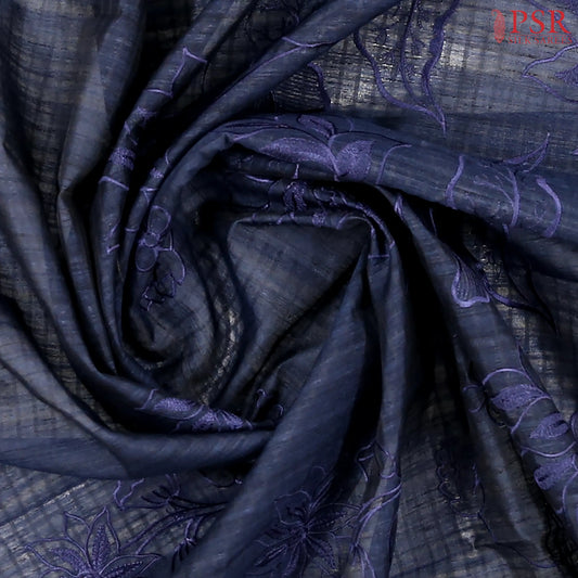 Dark Blue Semi Dupion Saree