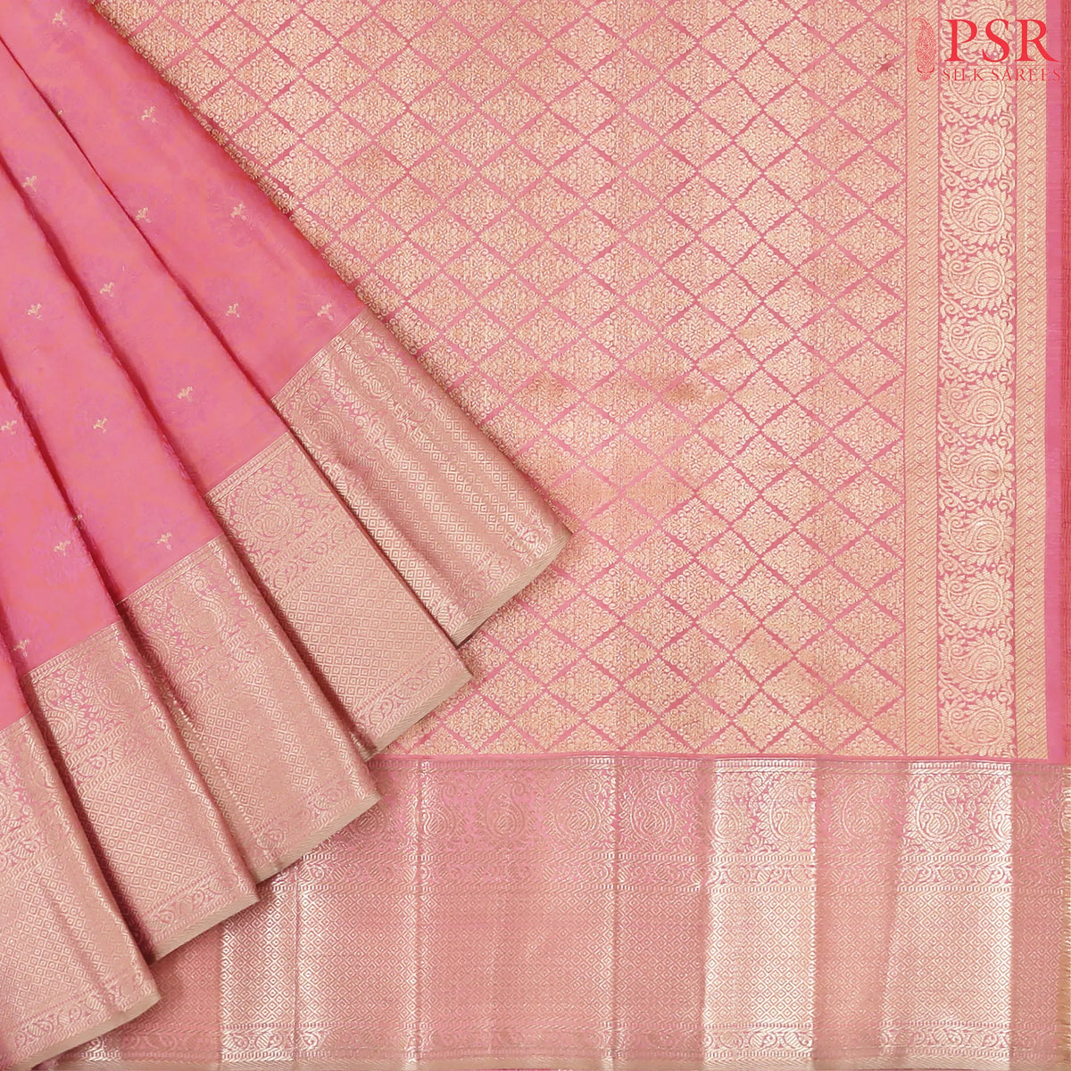 Flamingo Pink Fancy Kanchipuram Silk Saree