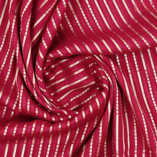 Cerise Red Semi Binny Silk Saree