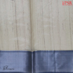 Beige & Steel Blue Tissue Dupion Saree