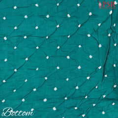 Green & White Bandhini Dress Material