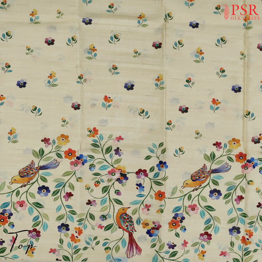 Yellowish Beige Semi Dupion Dress Material