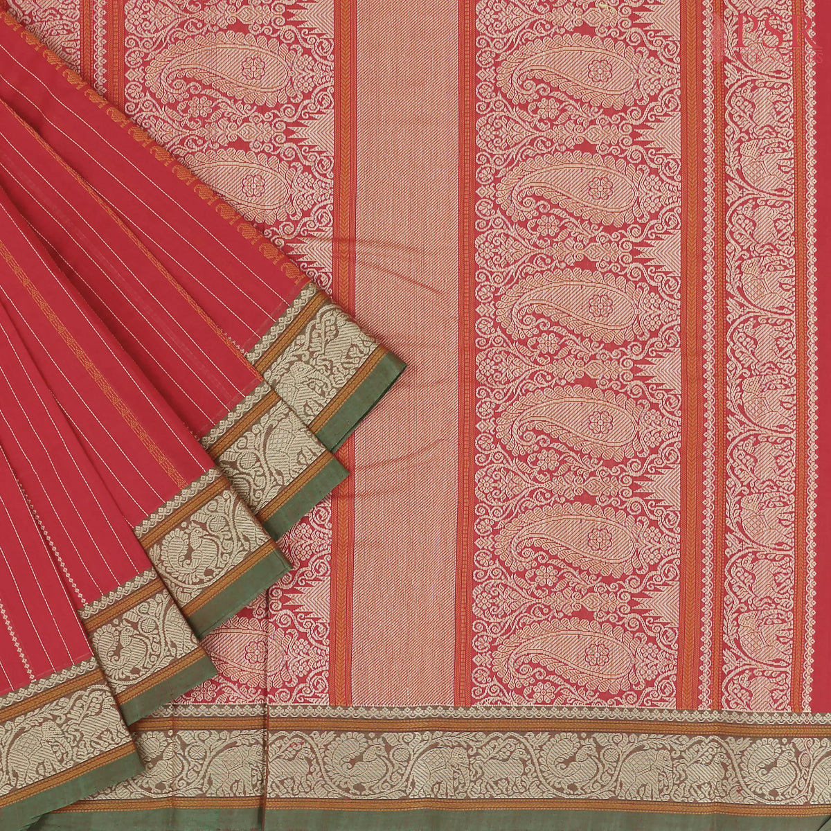 Red Kalakshetra Kovai Cotton Saree