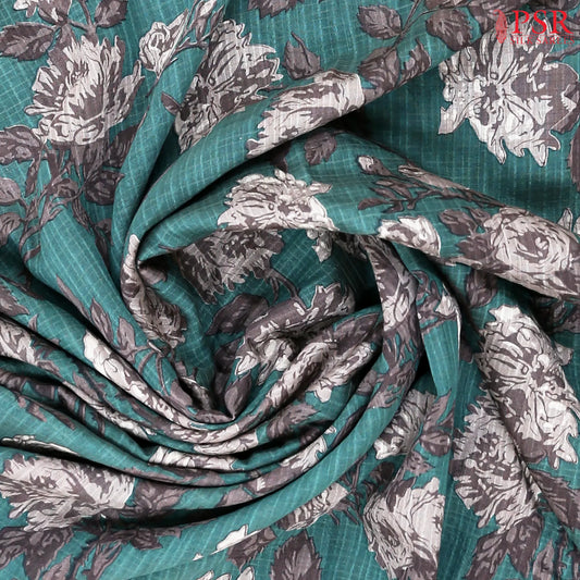 Dark Sea Green Assam Saree