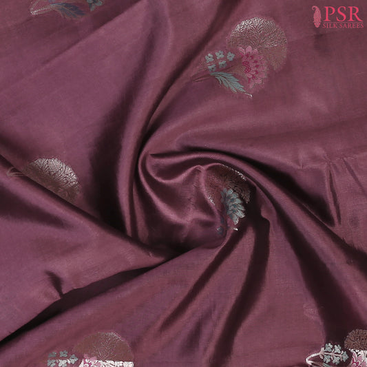 Dark Mauve Chiniya Silk Saree