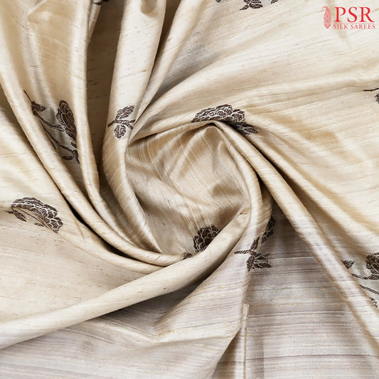 Beige Banaras Jute Silk Saree