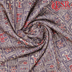 Purple Mauve Semi Tassar Print Running Material