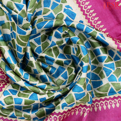 Beige Tussar Silk Saree