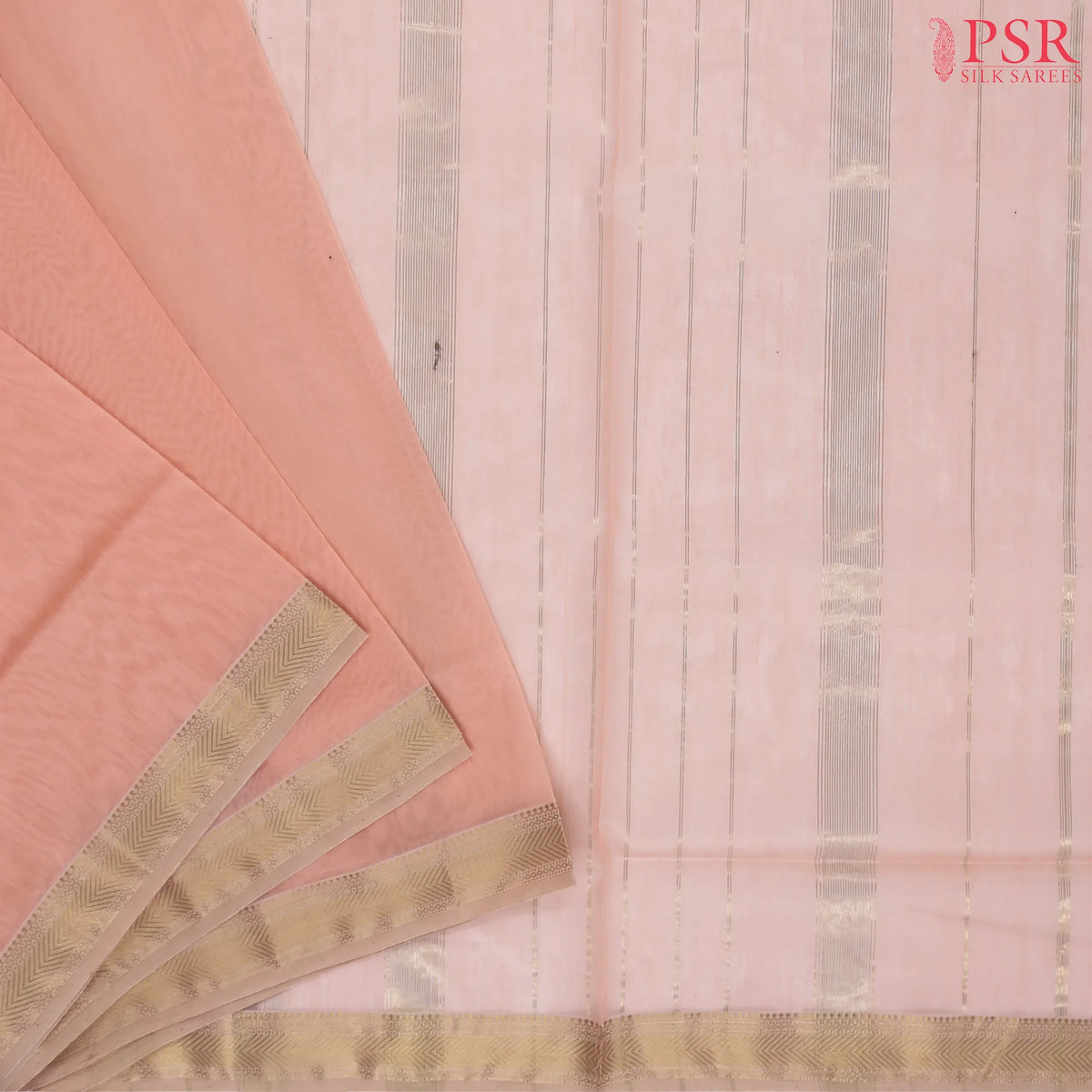 Salmon Peach Maheshwari Silk Cotton Saree