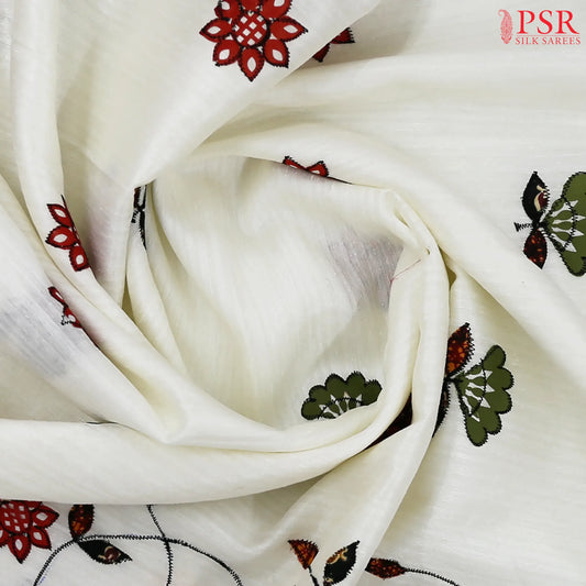Off White Green Silk Saree