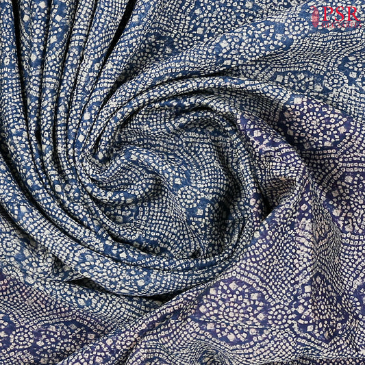 Prussian Blue Chanderi Silk Cotton Saree