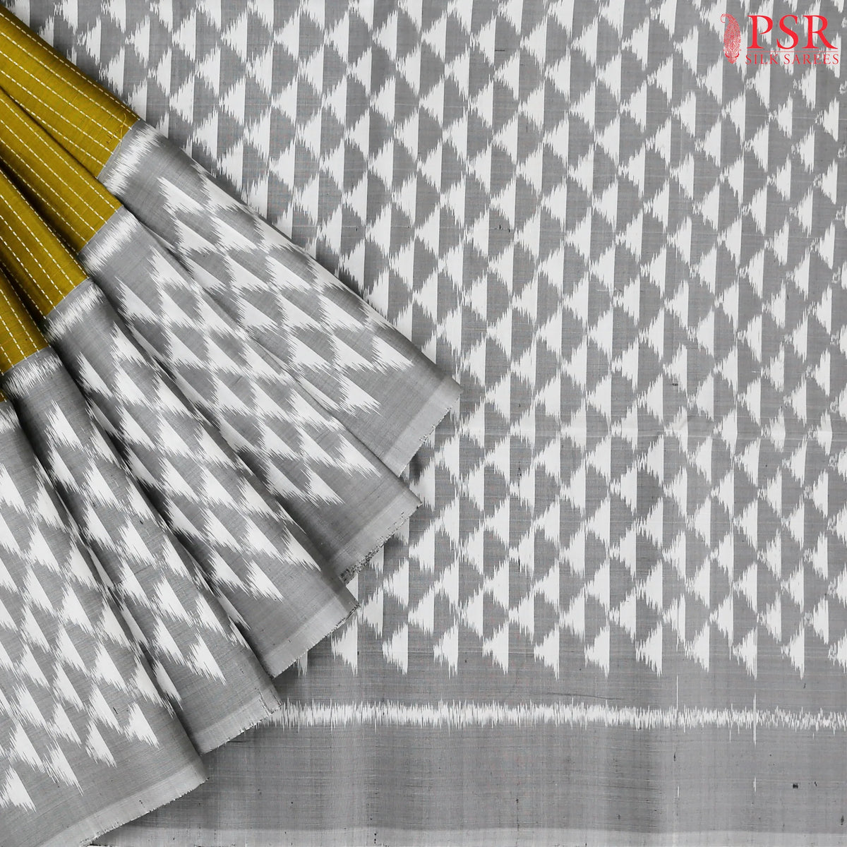 Khaki Mustard Pochampally Soft Silk Saree
