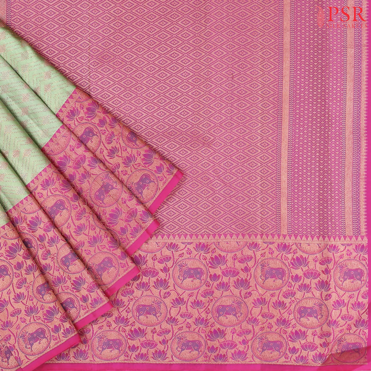 Light Green Kanchipuram Jacquard Silk Saree