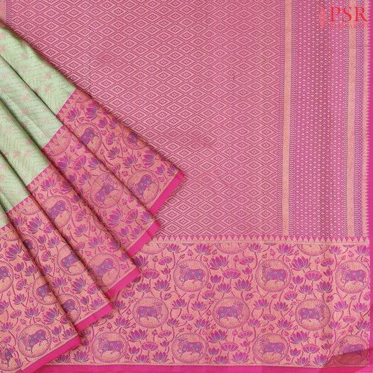 Light Green Kanchipuram Jacquard Silk Saree