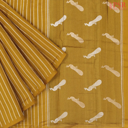 Dark Mustard Chiniya Silk Saree