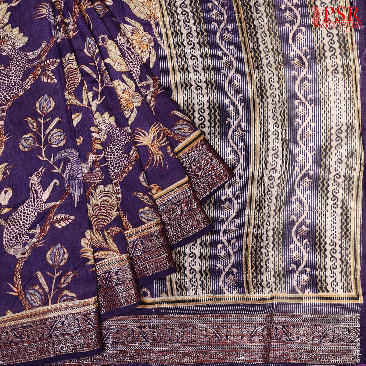 Wild Violet Munga Silk Saree