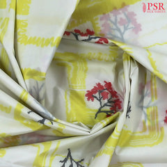 Pearl White Printed Art Silk Saree