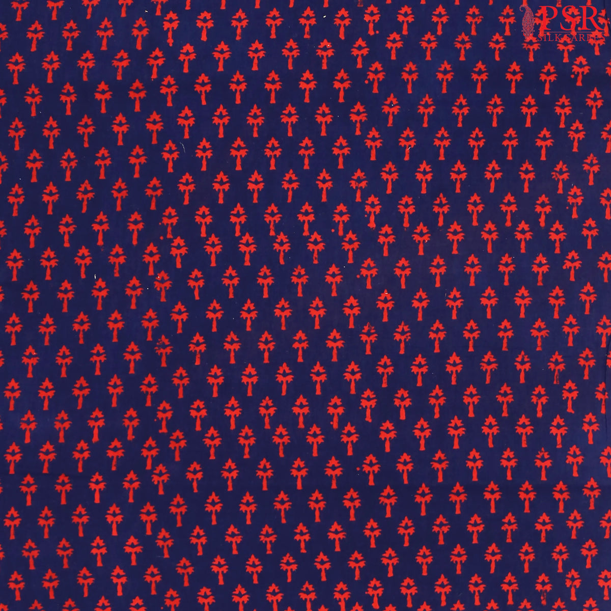 Navy Blue Cotton Print Running Material