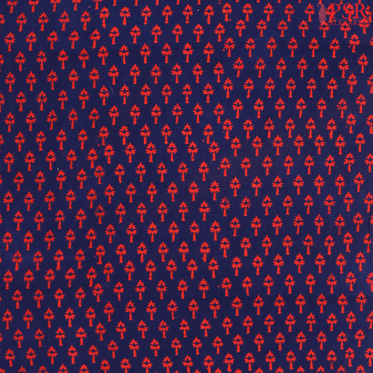 Navy Blue Cotton Print Running Material