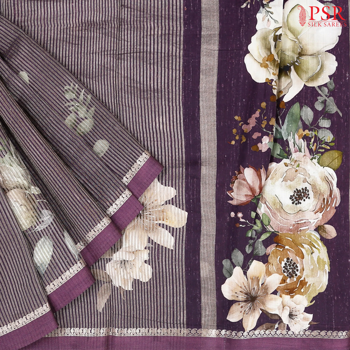 Chinese Violet Printed Tissue Saree
