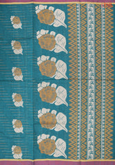 Dark Turquoise Kovai Cotton Saree